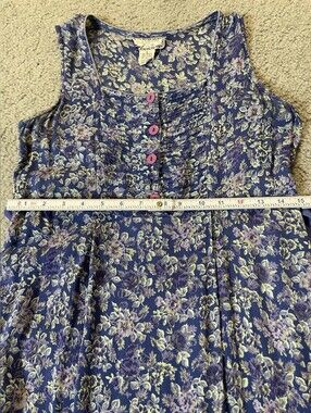 Blue Floral Button-Front Tank Dress